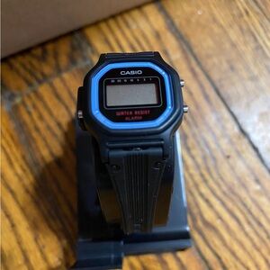 Casio Black Watch with Blue Bezel Digital Alarm